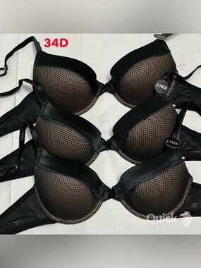 34C - New Next Black / Beige Polka Dots Mesh Bras - 3 pcs set